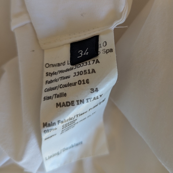 Jil Sander Navy Off-the-Shoulder Tunic Blouse In White Cotton Batiste - Picture 4 of 4